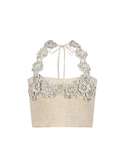 AnnoMundi Cluster Knot Braided Texture Crochet Vest V Neck T Shirt Long Sleeve
