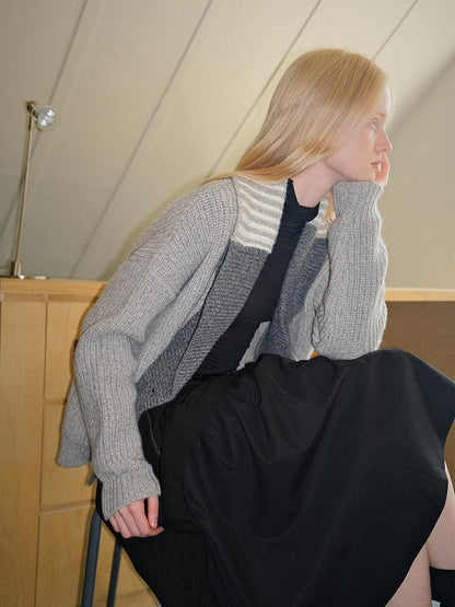 AnnoMundi Color Block Double Breasted Lapel Knit Women&