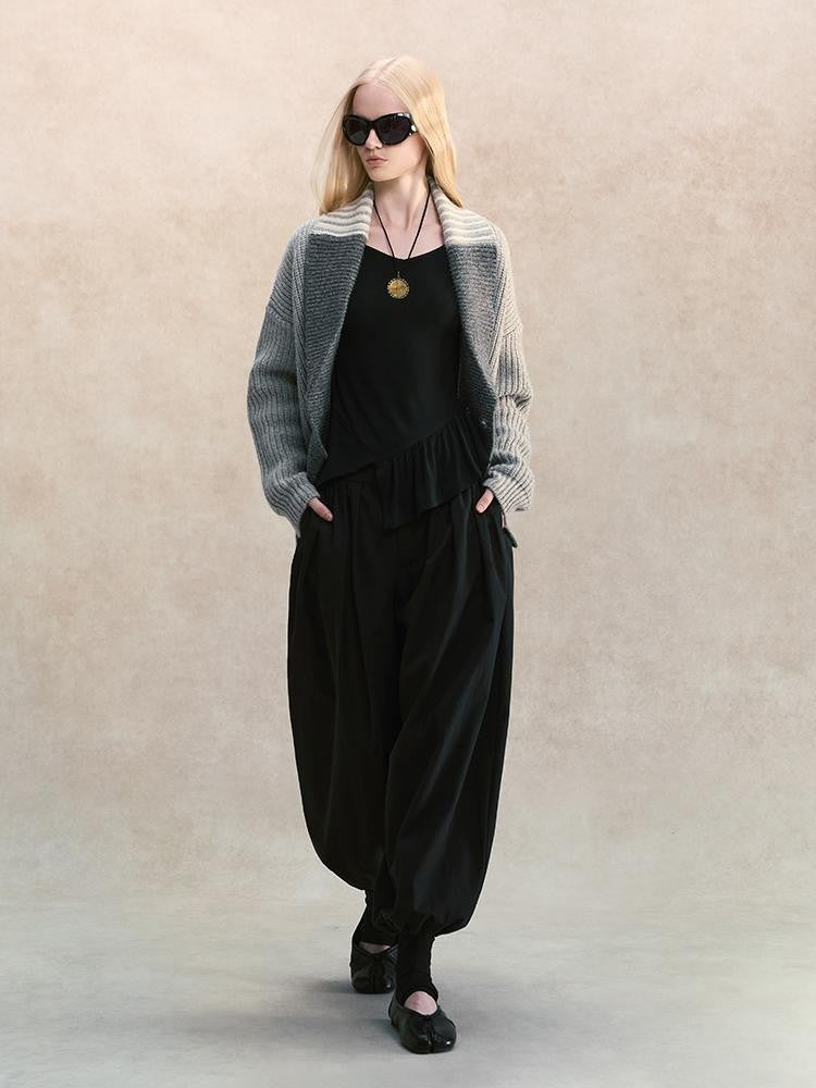 AnnoMundi Color Block Double Breasted Lapel Knit Women&