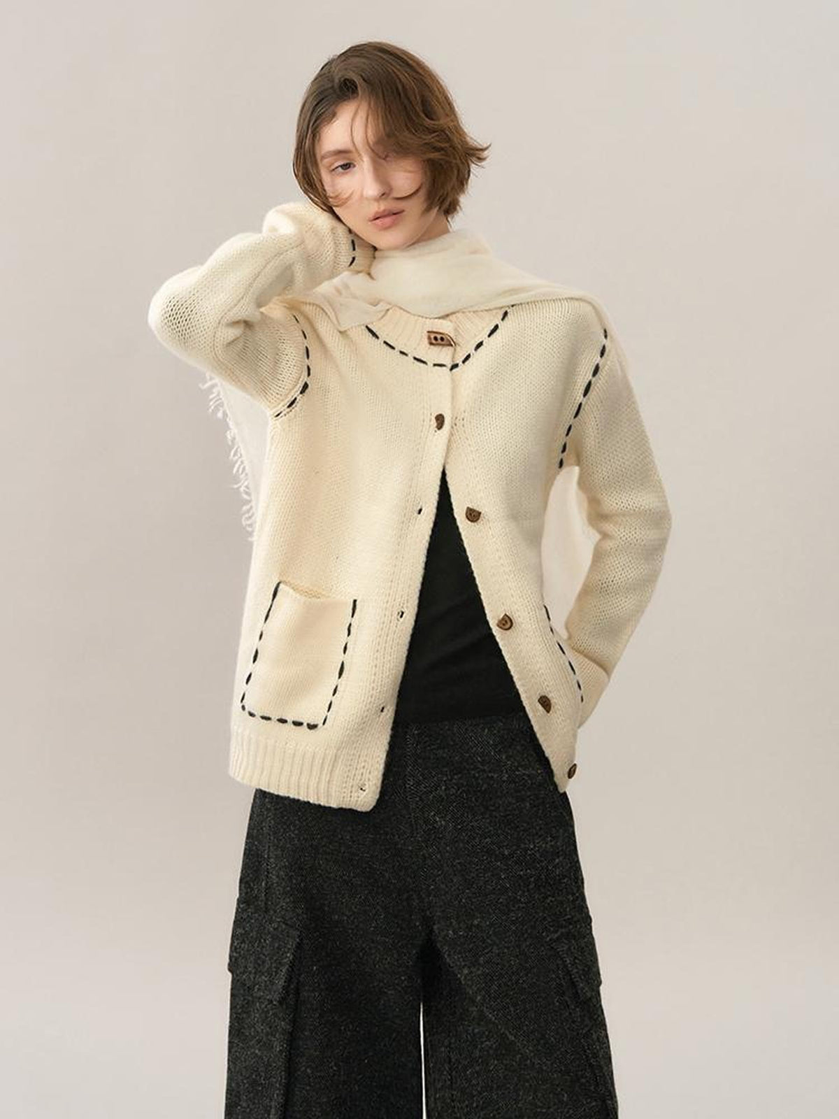 AnnoMundi Color Block Stitch Detail Loose Fit Women&