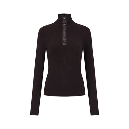 AnnoMundi T-shirts deux pièces à manches longues en mohair, col montant, maille slim et colorblock pour femmes