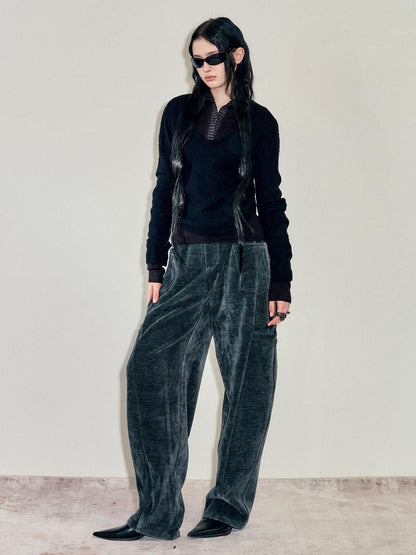 AnnoMundi T-shirts deux pièces à manches longues en mohair, col montant, maille slim et colorblock pour femmes