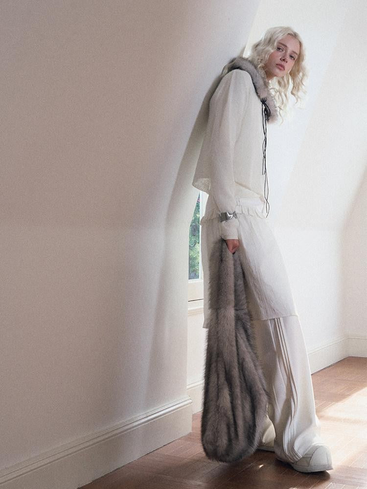 AnnoMundi T-shirts deux pièces à manches longues en mohair, col montant, maille slim et colorblock pour femmes