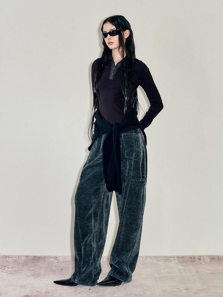 AnnoMundi T-shirts deux pièces à manches longues en mohair, col montant, maille slim et colorblock pour femmes