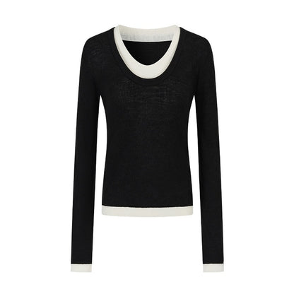 AnnoMundi T-shirts à manches longues pour femmes en lin mélangé, à col en V, avec boutons et coloris en blocs.