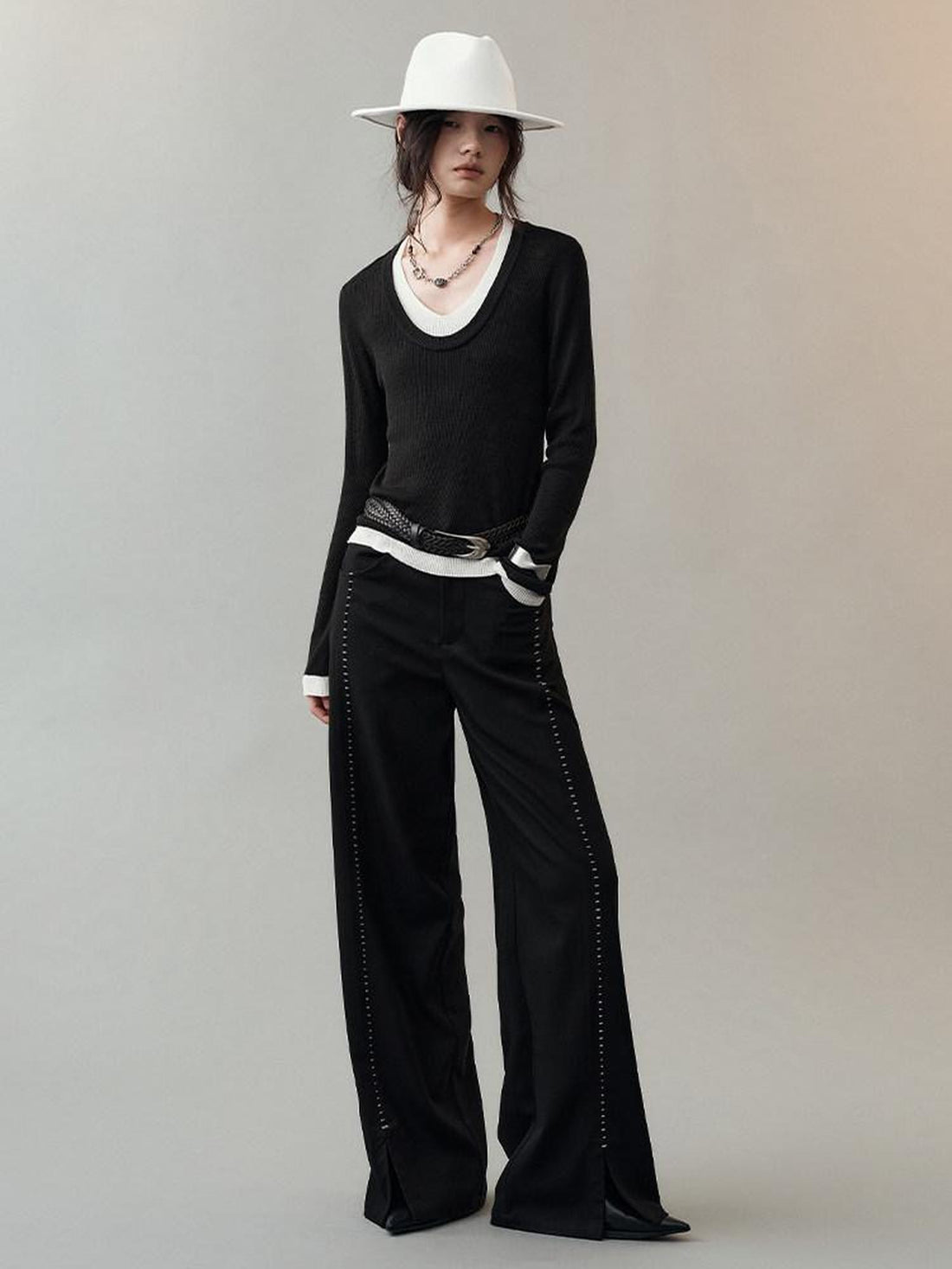 AnnoMundi Colorblock Layered V-neck Buttoned Women&