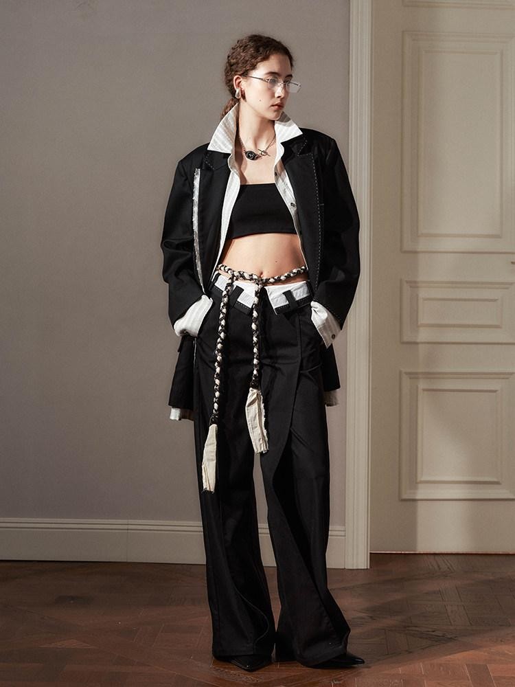 AnnoMundi Colorblock Pleated Foldover Waist Flared Women&