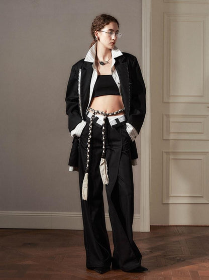 AnnoMundi Colorblock Pleated Foldover Waist Flared Women&