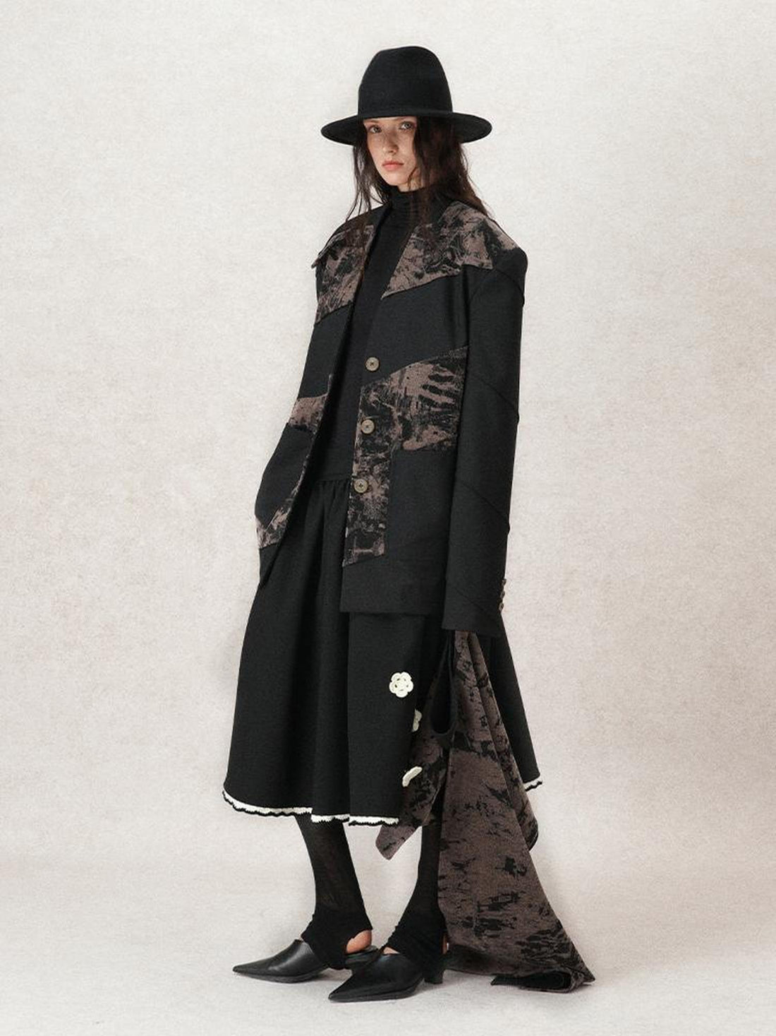 AnnoMundi Contour Shadow Asymmetrical Scarf Blazer