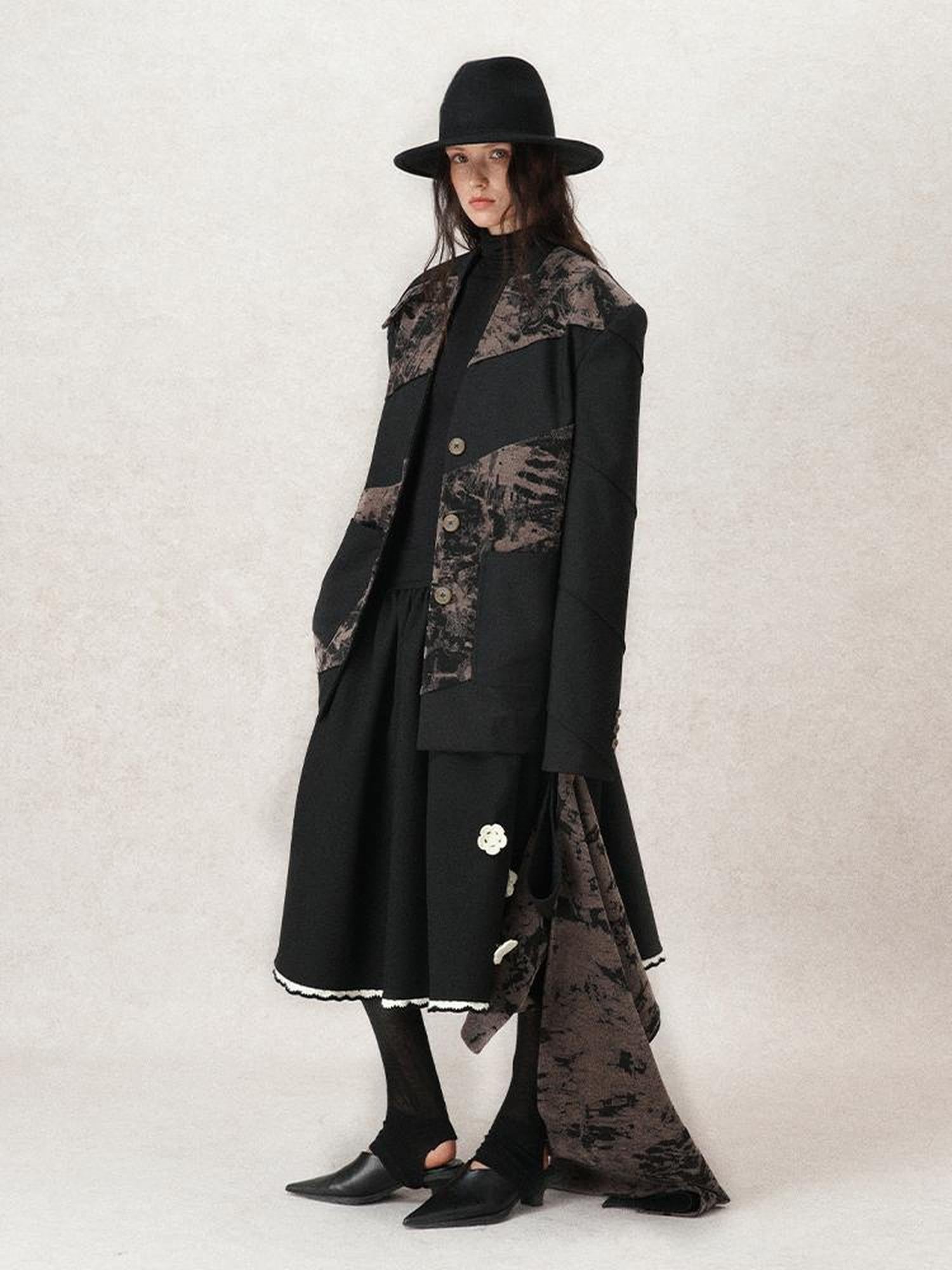 AnnoMundi Contour Shadow Asymmetrical Scarf Blazer