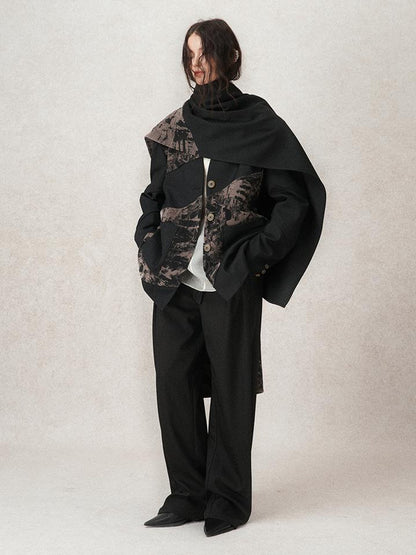AnnoMundi Contour Shadow Asymmetrical Scarf Blazer