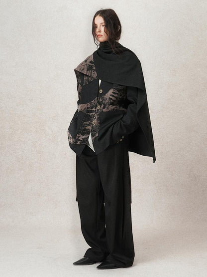AnnoMundi Contour Shadow Asymmetrical Scarf Blazer