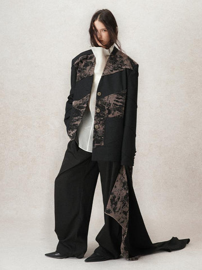 AnnoMundi Contour Shadow Asymmetrical Scarf Blazer