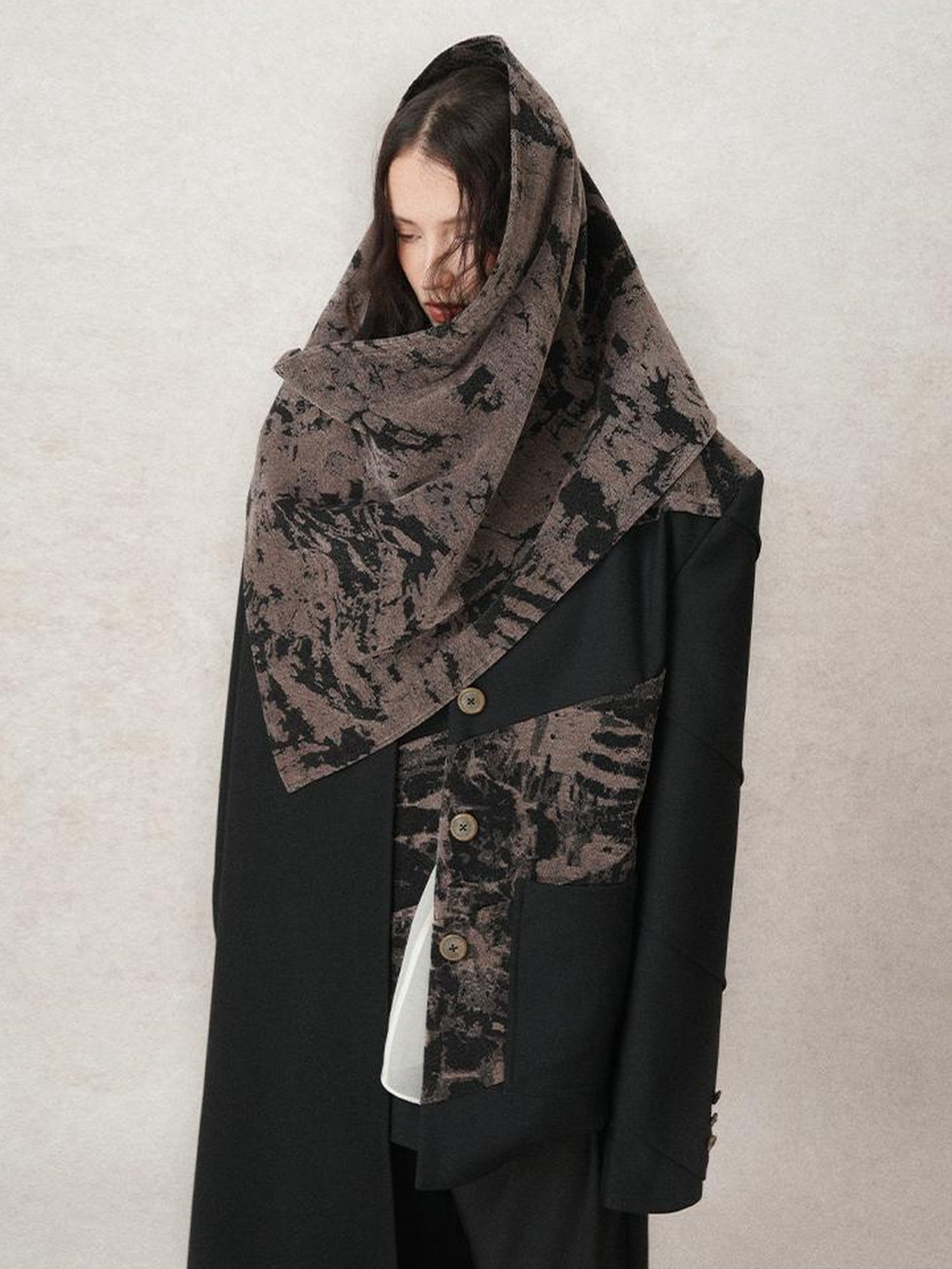 AnnoMundi Contour Shadow Asymmetrical Scarf Blazer
