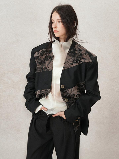 AnnoMundi Contour Shadow Asymmetrical Scarf Blazer
