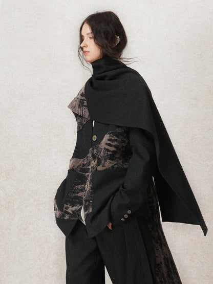 AnnoMundi Contour Shadow Asymmetrical Scarf Blazer