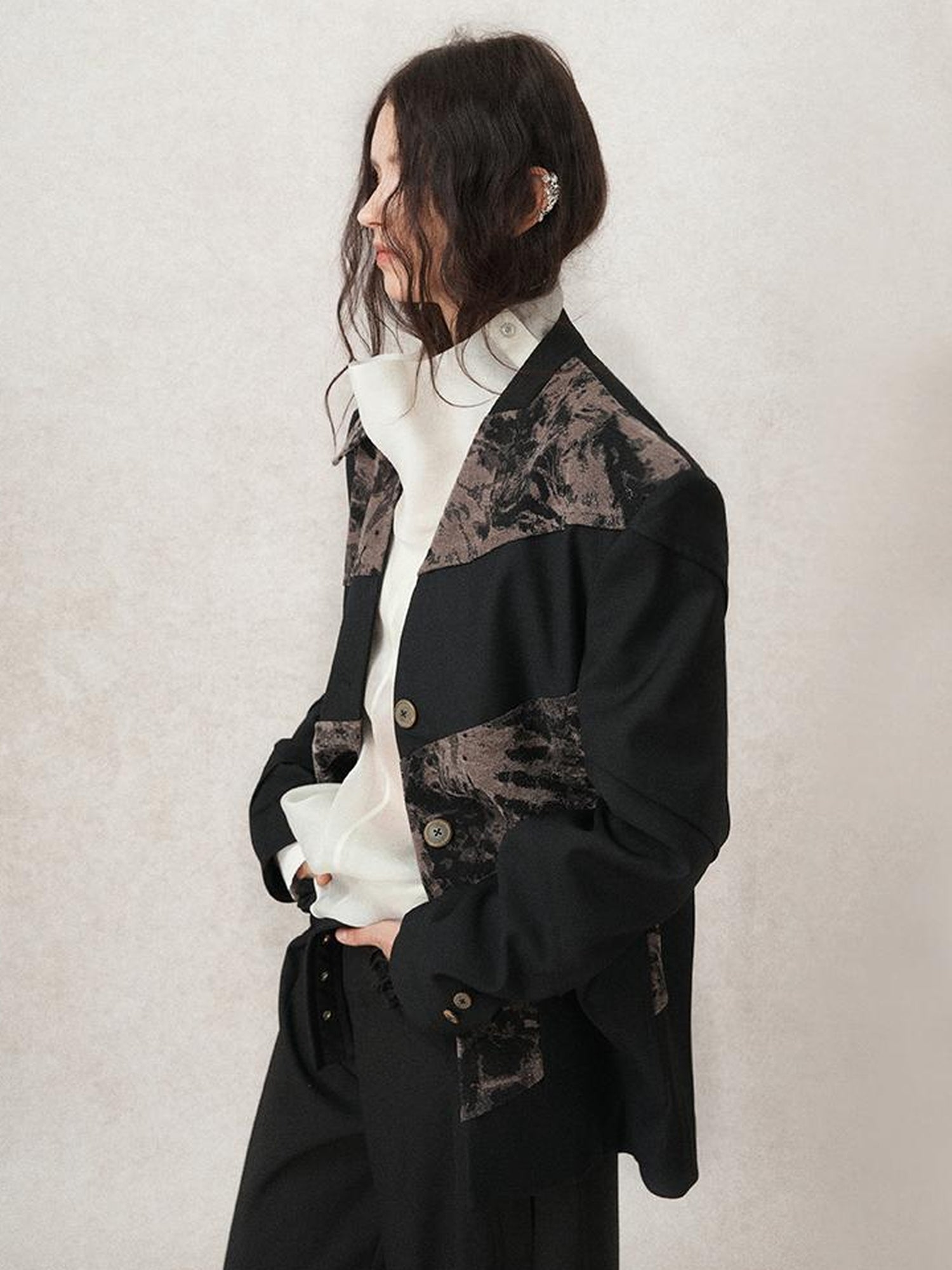 AnnoMundi Contour Shadow Asymmetrical Scarf Blazer
