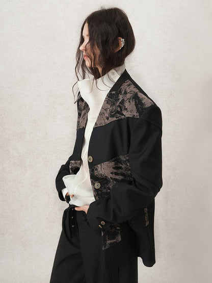 AnnoMundi Contour Shadow Asymmetrical Scarf Blazer