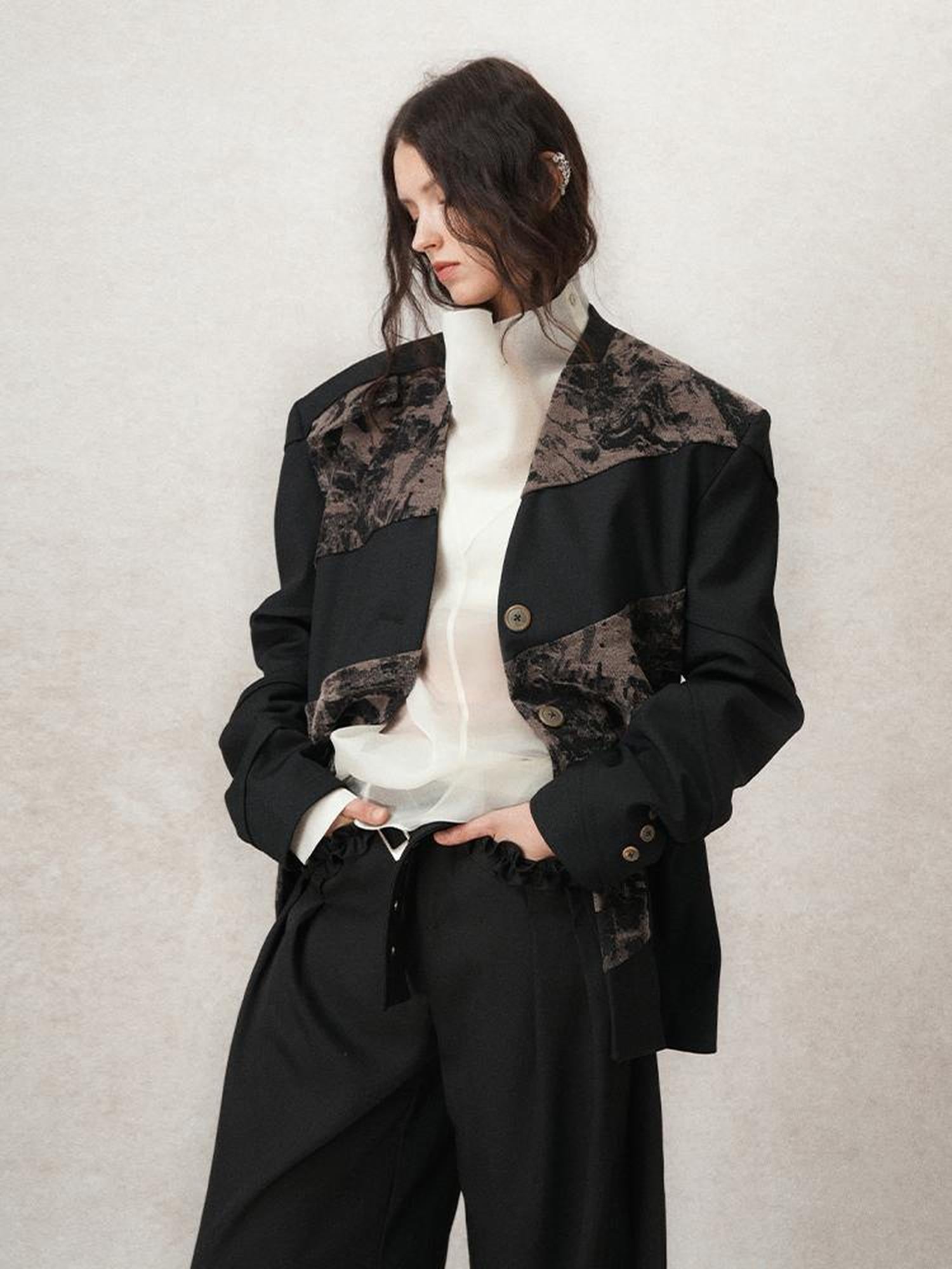 AnnoMundi Contour Shadow Asymmetrical Scarf Blazer