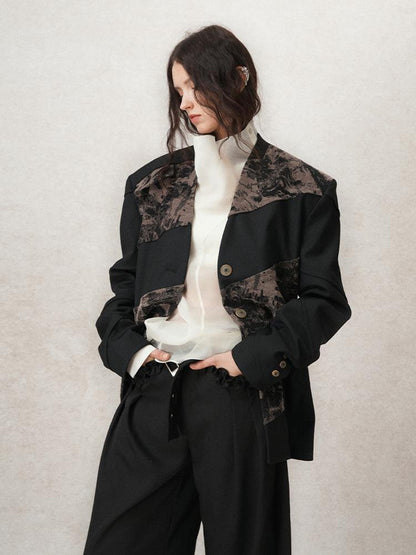 AnnoMundi Contour Shadow Asymmetrical Scarf Blazer