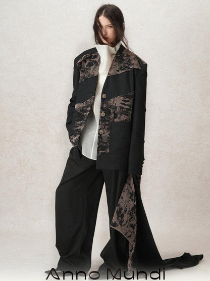 AnnoMundi Contour Shadow Asymmetrical Scarf Blazer
