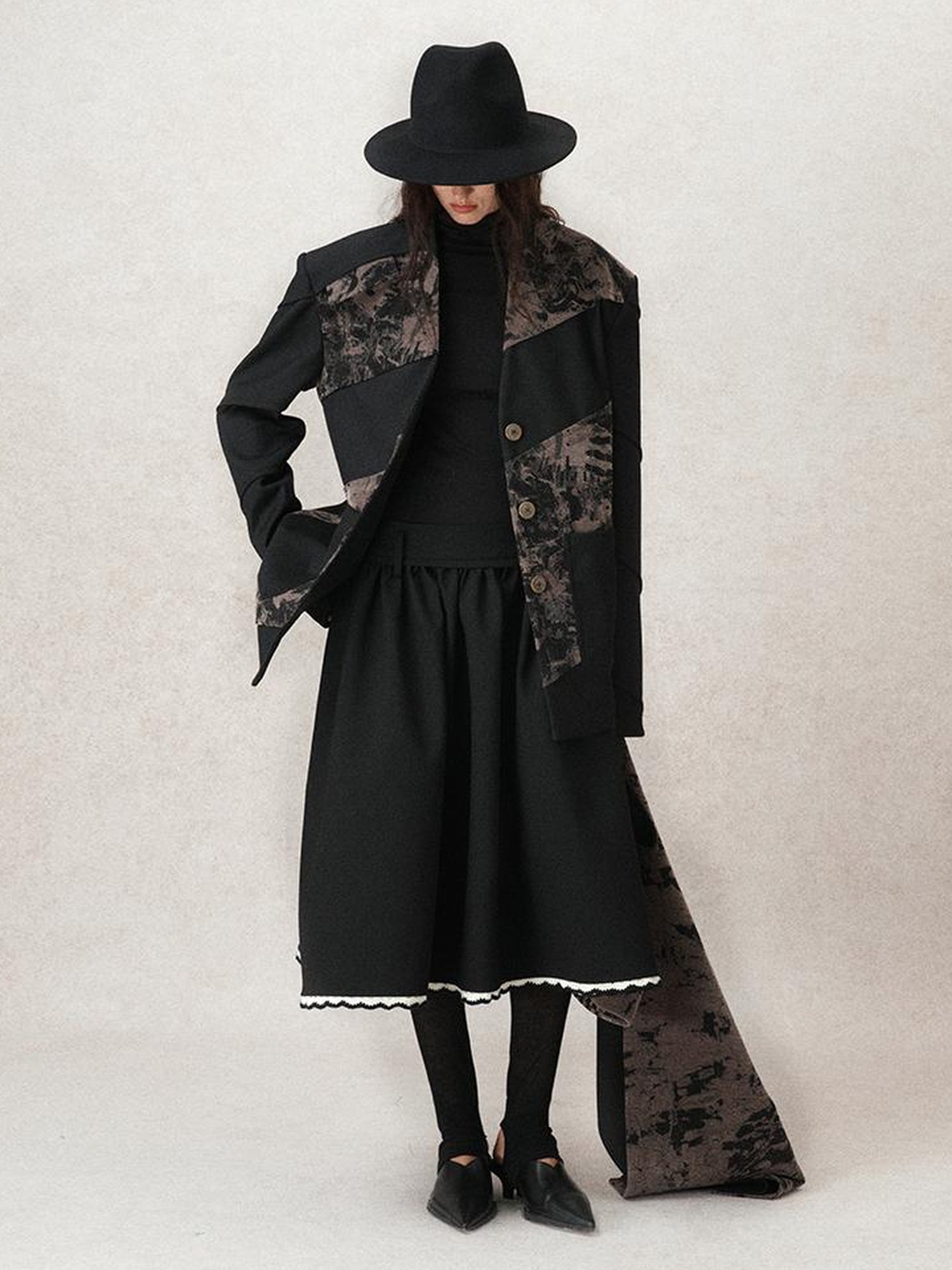 AnnoMundi Contour Shadow Asymmetrical Scarf Blazer