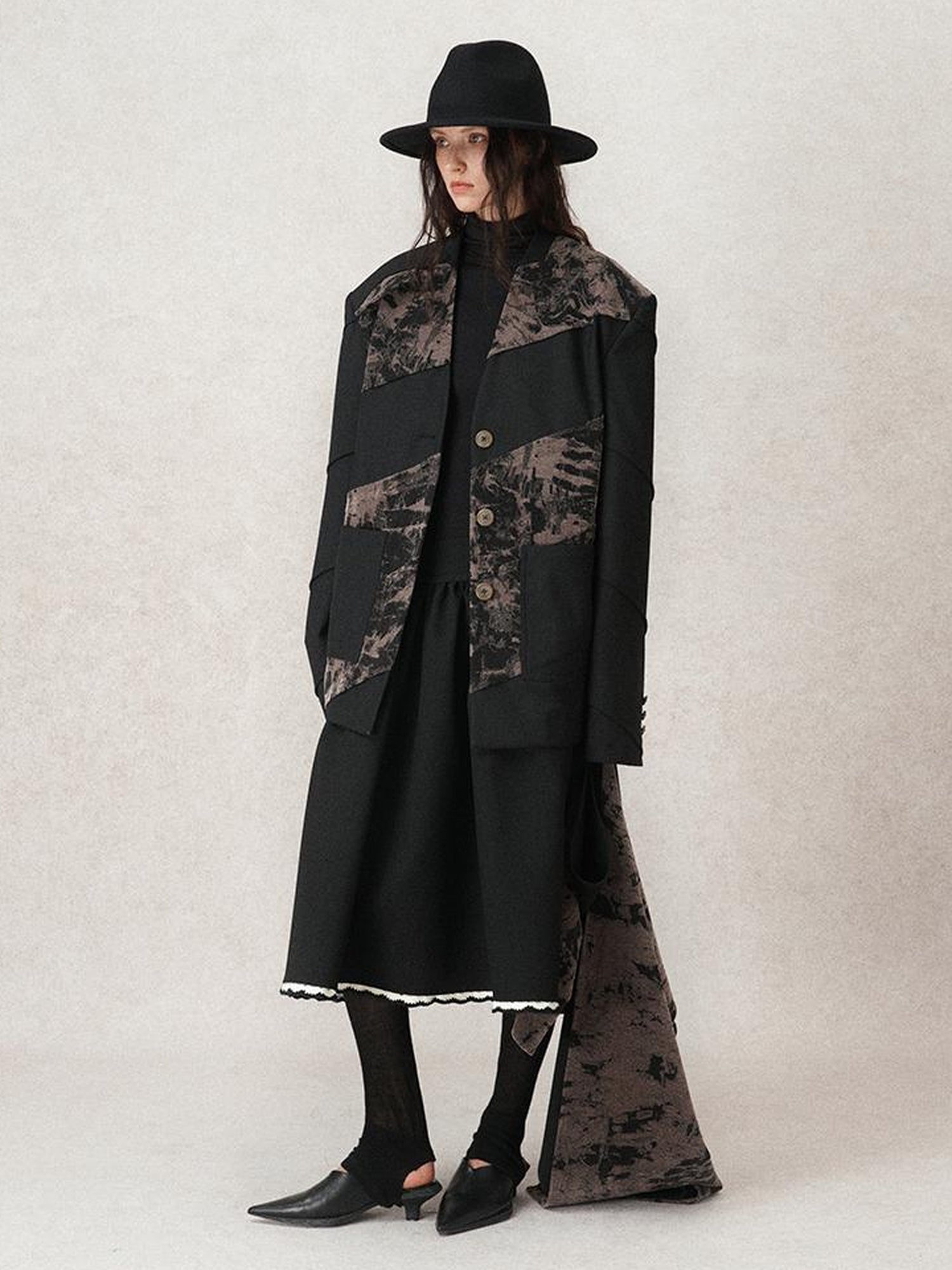 AnnoMundi Contour Shadow Asymmetrical Scarf Blazer