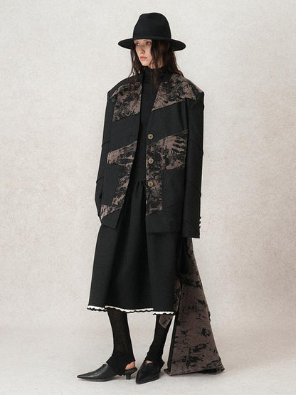 AnnoMundi Contour Shadow Asymmetrical Scarf Blazer
