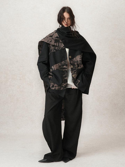 AnnoMundi Contour Shadow Asymmetrical Scarf Blazer