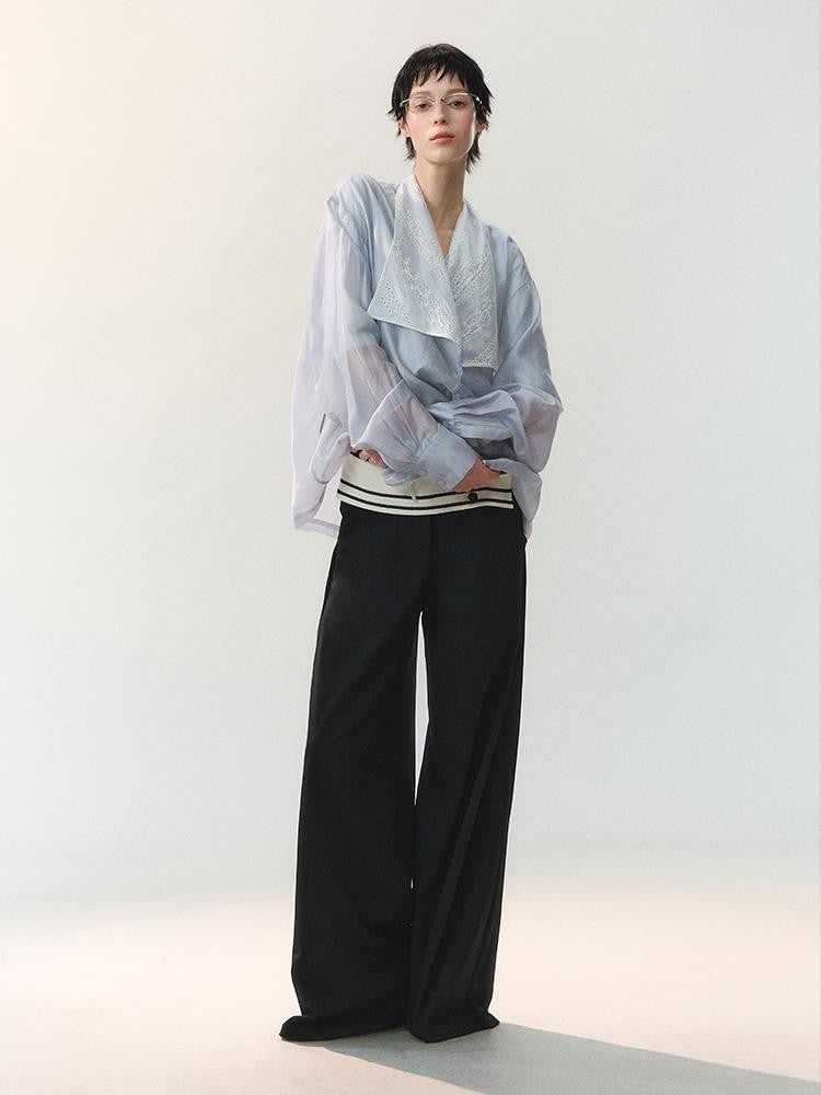 AnnoMundi Cord Knot Foldover Waist Button Detail Women&