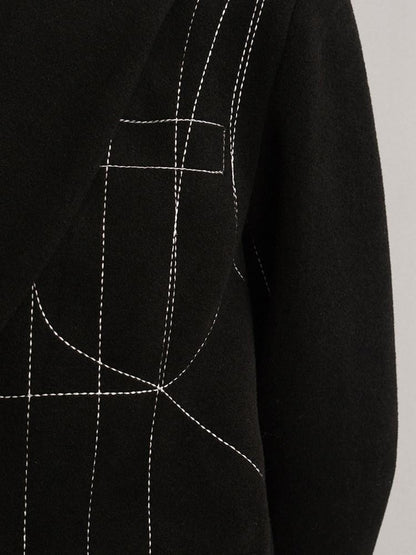 AnnoMundi Cozy Wool Blend Asymmetrical Casual Standard Fit Womens Black Jacket
