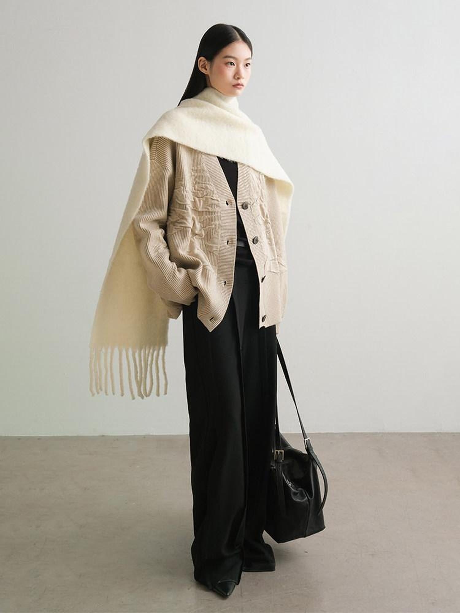 AnnoMundi Cozy Wool Blend Vintage Loose Fit Open Front Women Knit Cardigans