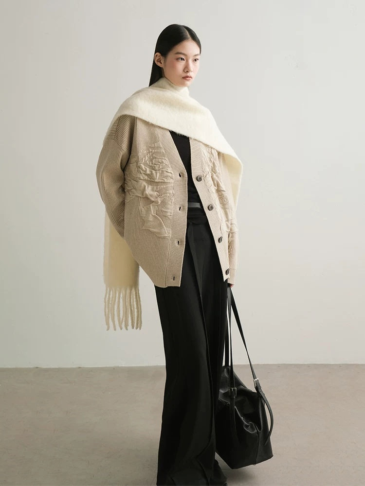 AnnoMundi Cozy Wool Blend Vintage Loose Fit Open Front Women Knit Cardigans