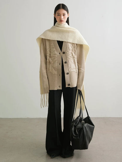 AnnoMundi Cozy Wool Blend Vintage Loose Fit Open Front Women Knit Cardigans