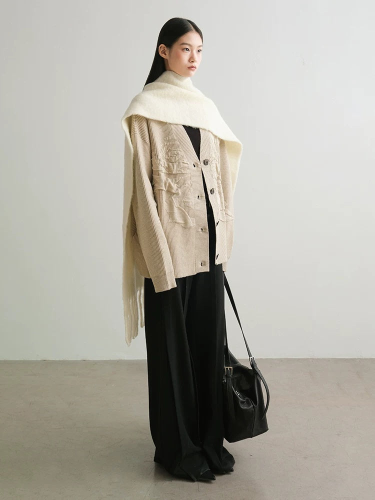 AnnoMundi Cozy Wool Blend Vintage Loose Fit Open Front Women Knit Cardigans