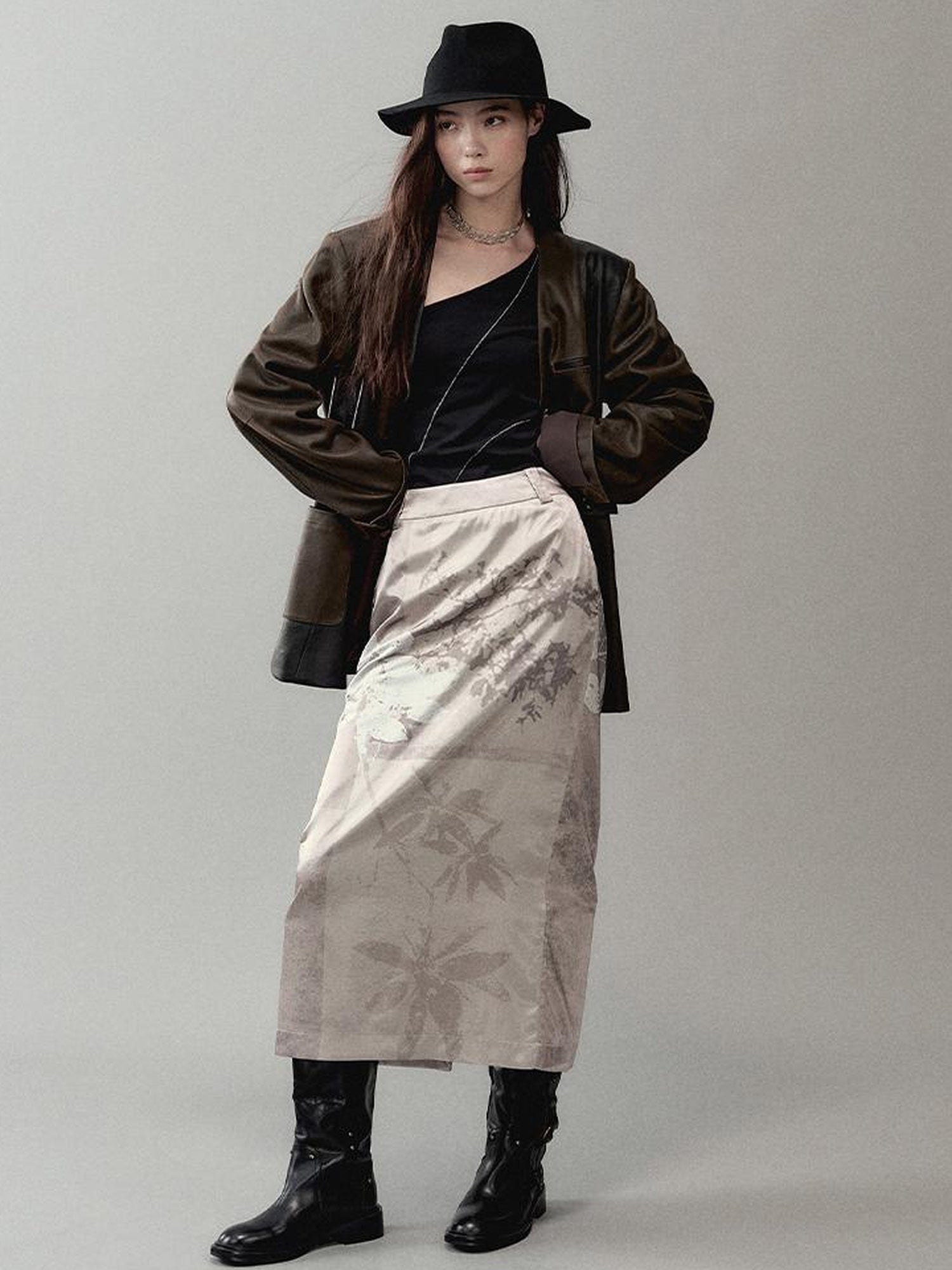 AnnoMundi Cracked Leather Panel Blazer
