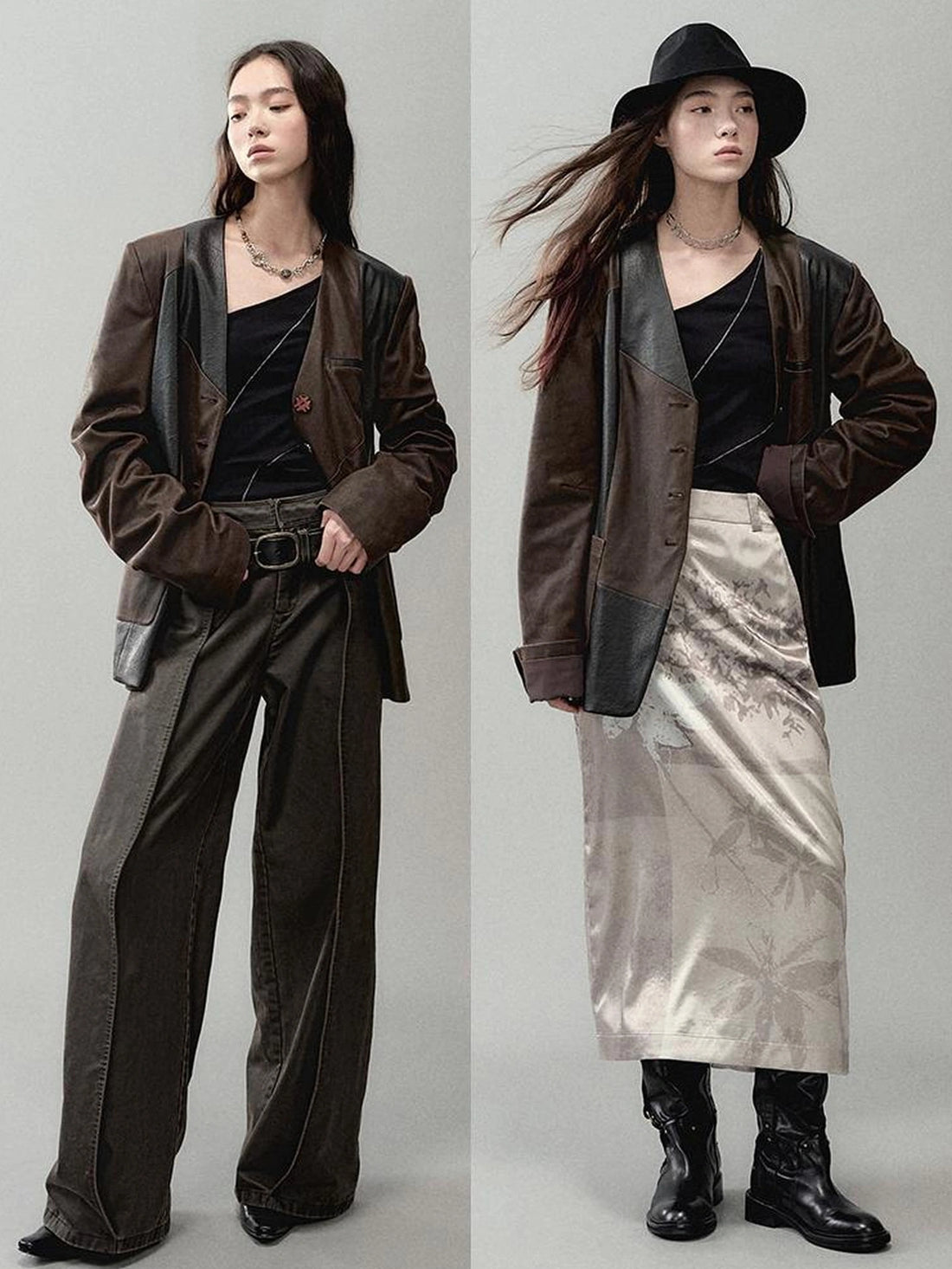 AnnoMundi Cracked Leather Patchwork Blazer Blazer