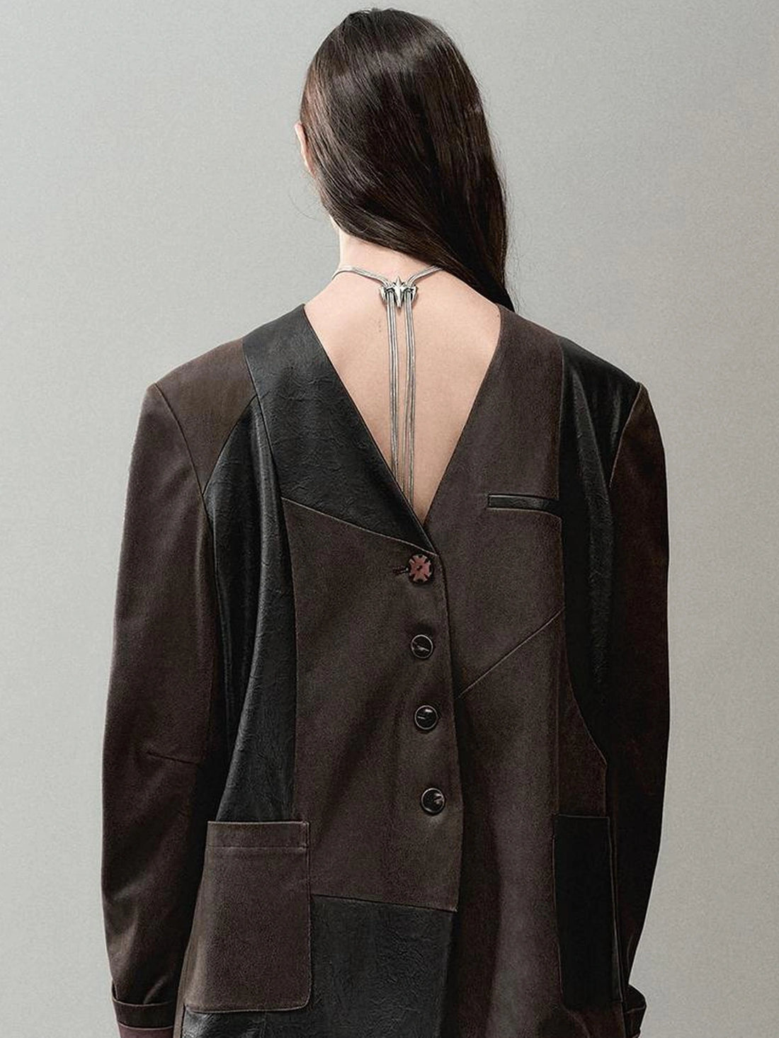 AnnoMundi Cracked Leather Patchwork Blazer Blazer