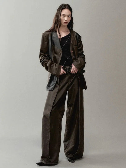 AnnoMundi Cracked Leather Patchwork Blazer Blazer