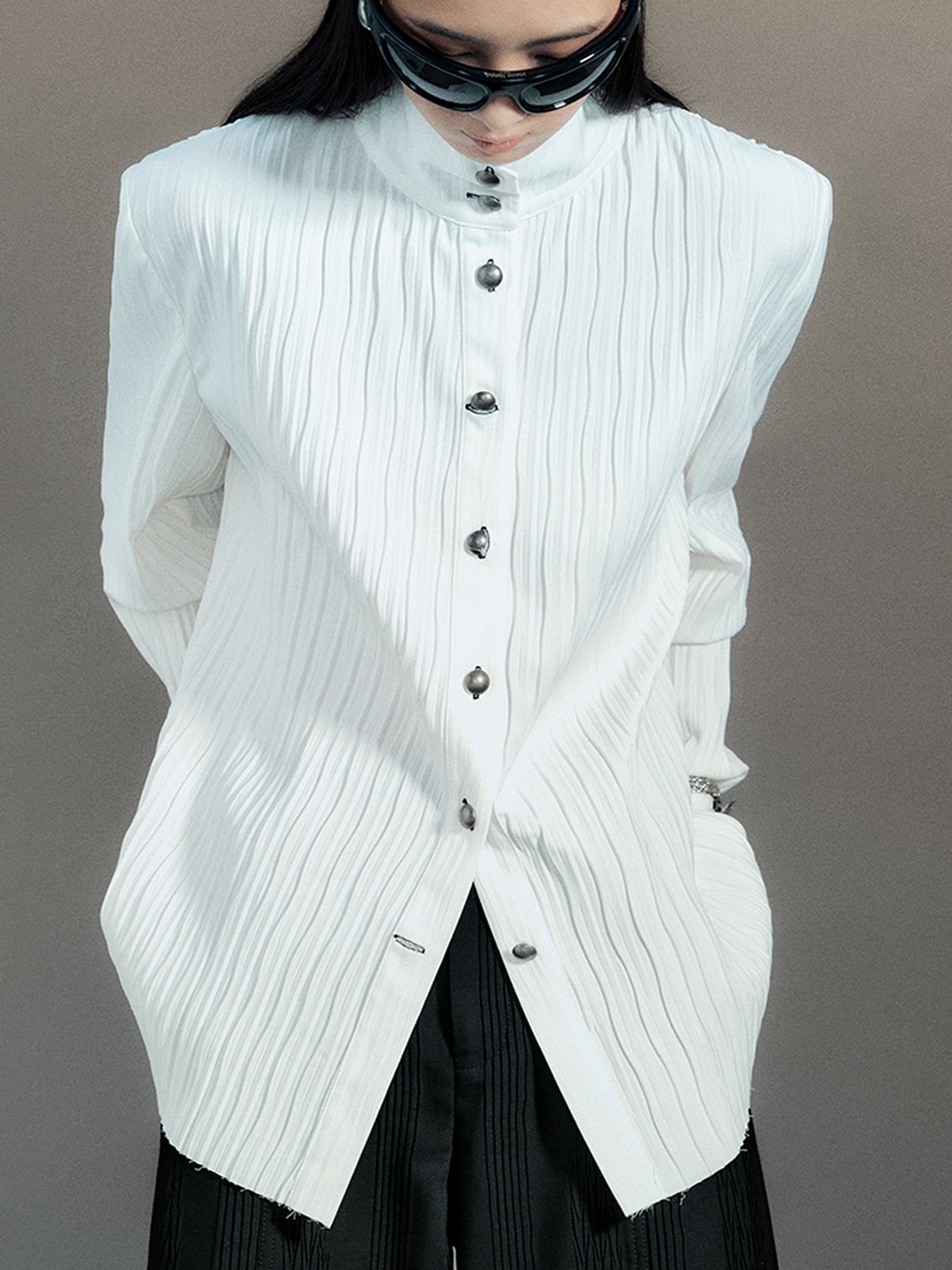 AnnoMundi Crescent Wrinkle Metal Button Shirt