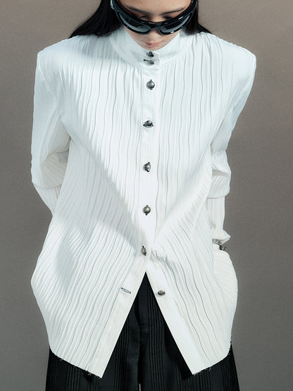 AnnoMundi Crescent Wrinkle Metal Button Shirt