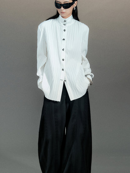 AnnoMundi Crescent Wrinkle Metal Button Shirt