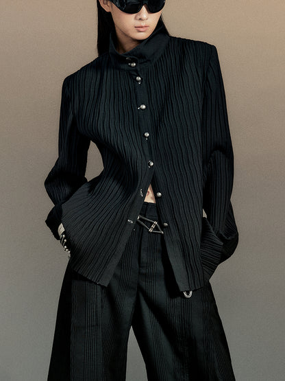 AnnoMundi Crescent Wrinkle Metal Button Shirt