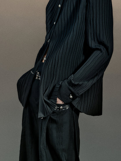AnnoMundi Crescent Wrinkle Metal Button Shirt