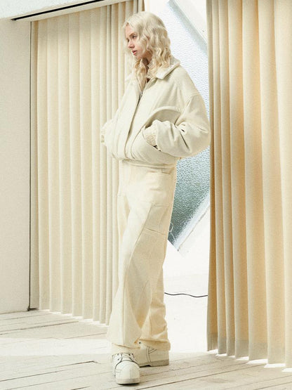 AnnoMundi Crochet Trim Corduroy Cotton Coat With Graphene Fill