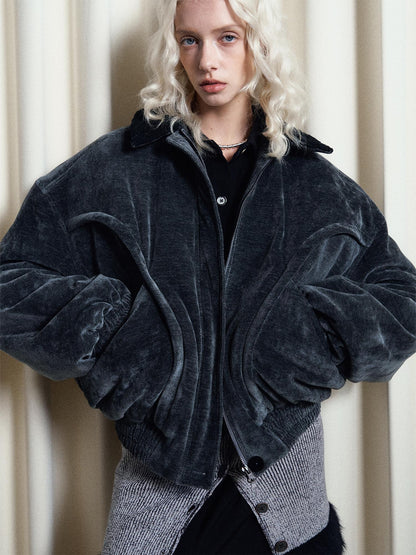 AnnoMundi Crochet Trim Corduroy Cotton Coat With Graphene Fill