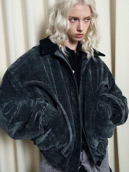 AnnoMundi Crochet Trim Corduroy Cotton Coat With Graphene Fill
