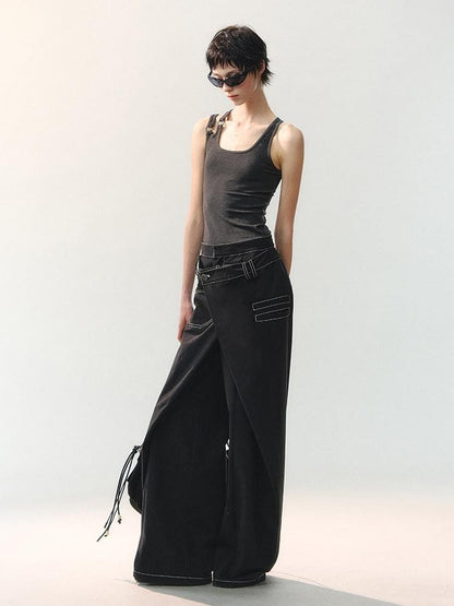 AnnoMundi Cropped Asymmetric Ring Buckle One Shoulder U Neck Women&