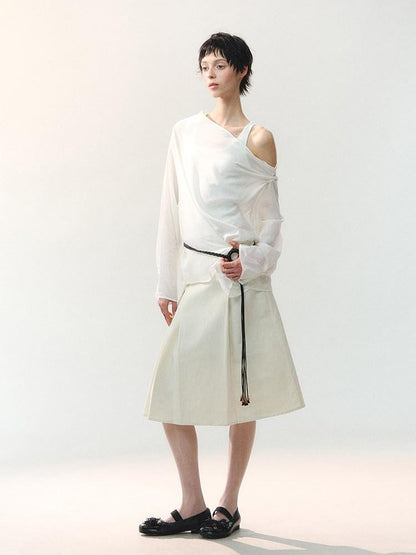 AnnoMundi Cropped Asymmetric Ring Buckle One Shoulder U Neck Women&