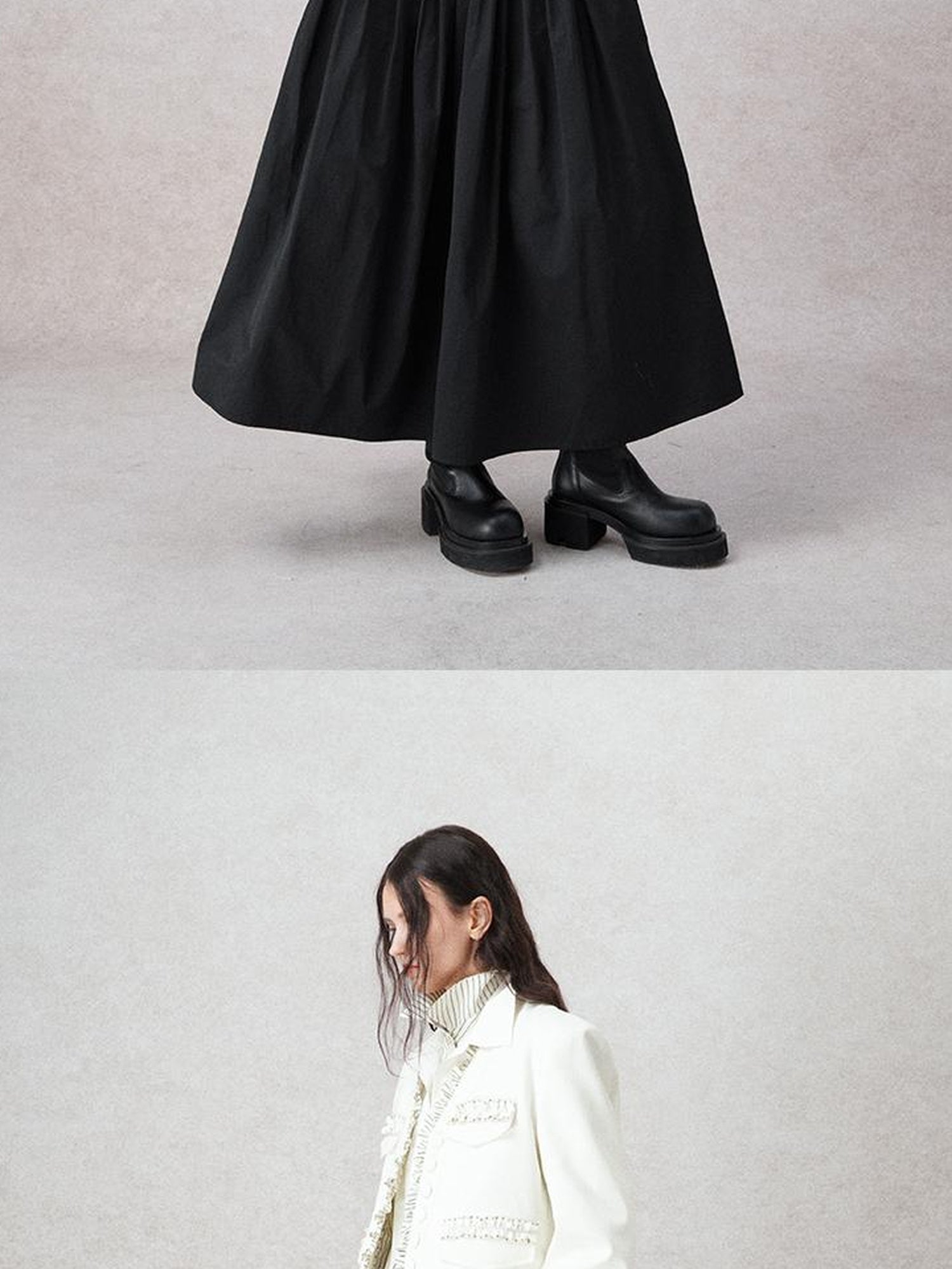 AnnoMundi Cropped Peplum Blazer With Ruffle Hem